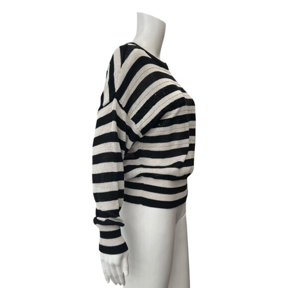 $1500 Brunello Cucinelli Black White Monilli Bead Sequin Crop Sweater sz Small - Picture 4 of 12